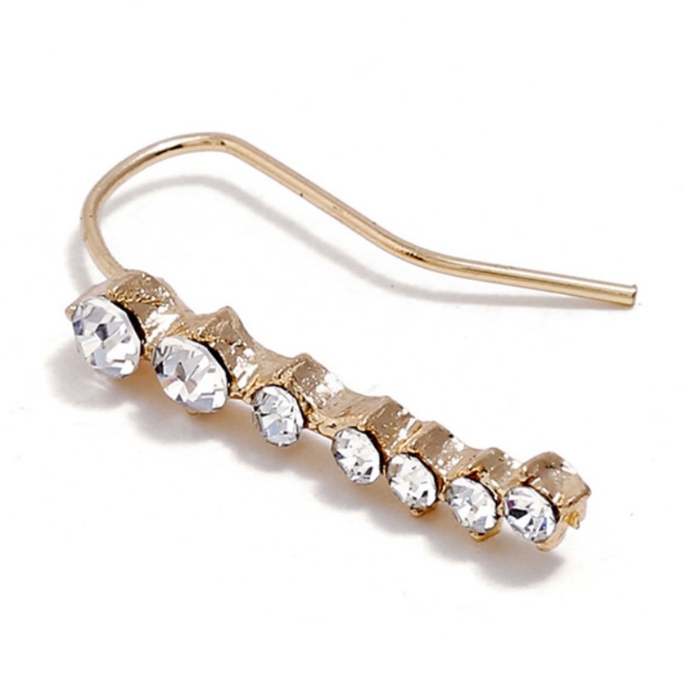 Gold Rhinestone Ear Climbers - Picture 2 of 8